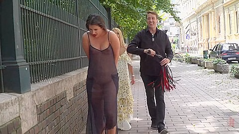 Kinky Brunette Love To Be Humiliated In Public