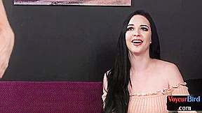 Seductive raven voyeur teasing man