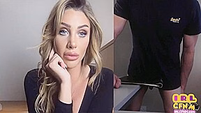 Blonde CFNM babe watch guy jerking cock