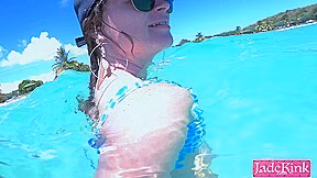 Hot blonde stranger girl fucked underwater creampie