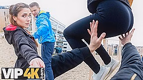 VIP4K. Jogging ended up as a hot sex with a stranger with a cuckolding BF