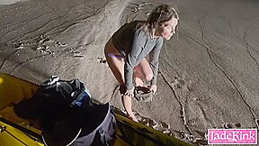 Amateur couple fucking in public beach during night time