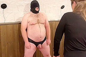 Female Domination. Ballbusting While He Stands And Endures Submissively